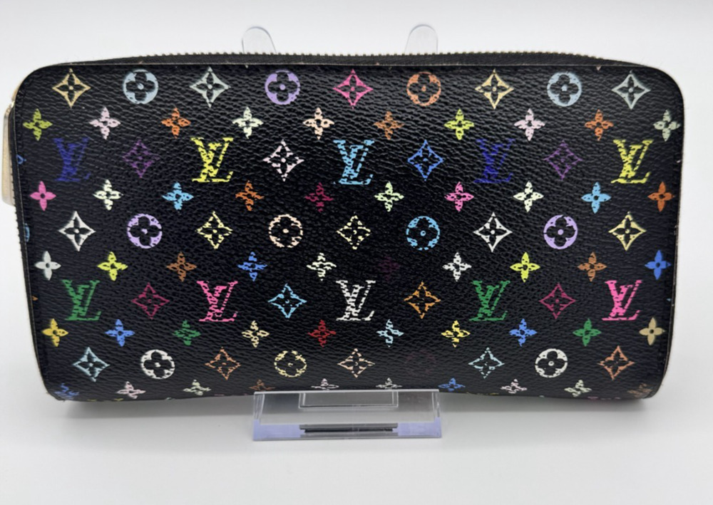 LV Full Set - Multicolor Zippy Wallet Noir Black Monogram Murakami CA0194 Auth